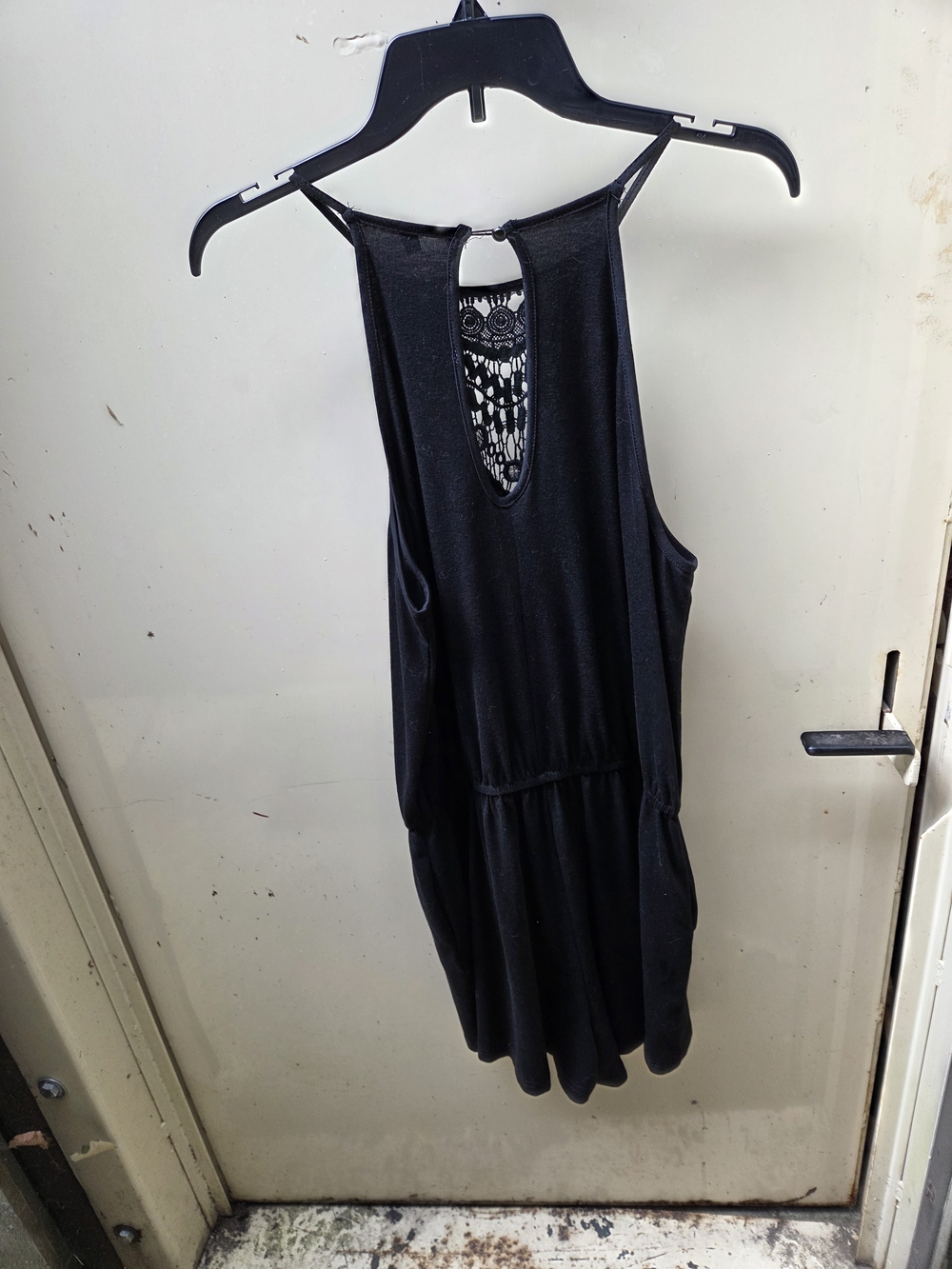 ePretty Black Sleeveless Romper with Lace Accent